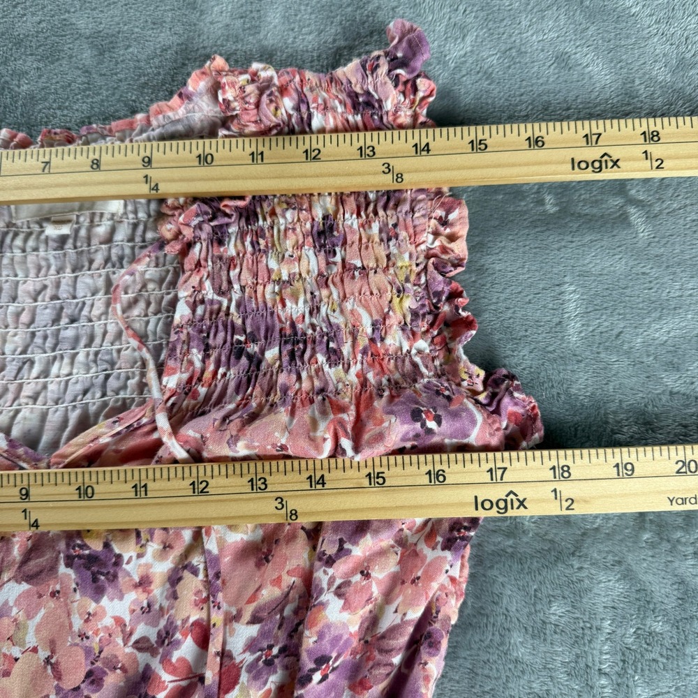 Dear John Pink‎ Floral Tiered Mini Dress XS Smocked Cottagecore - Picture 11 of 16